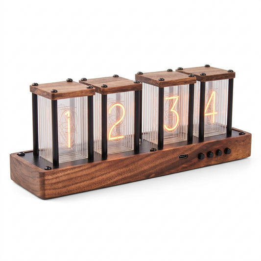 Nixie-Style Desk Clock on a white background