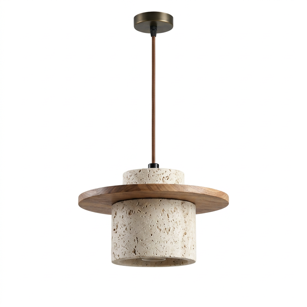 Stone & Walnut Pendant on a white background