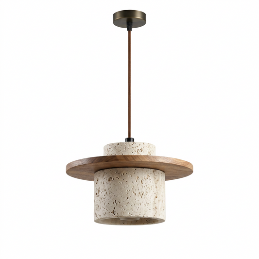 Stone & Walnut Pendant on a white background