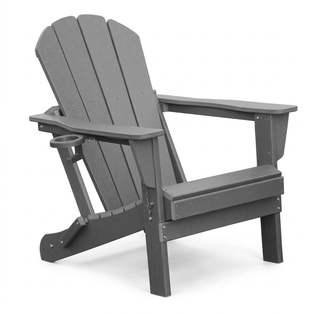 Folding Adirondack Chair – Gray on a white background
