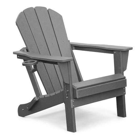 Folding Adirondack Chair – Gray on a white background