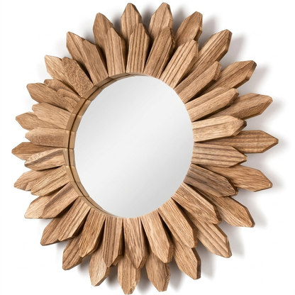 Sunflower Wood Mirror on a white background