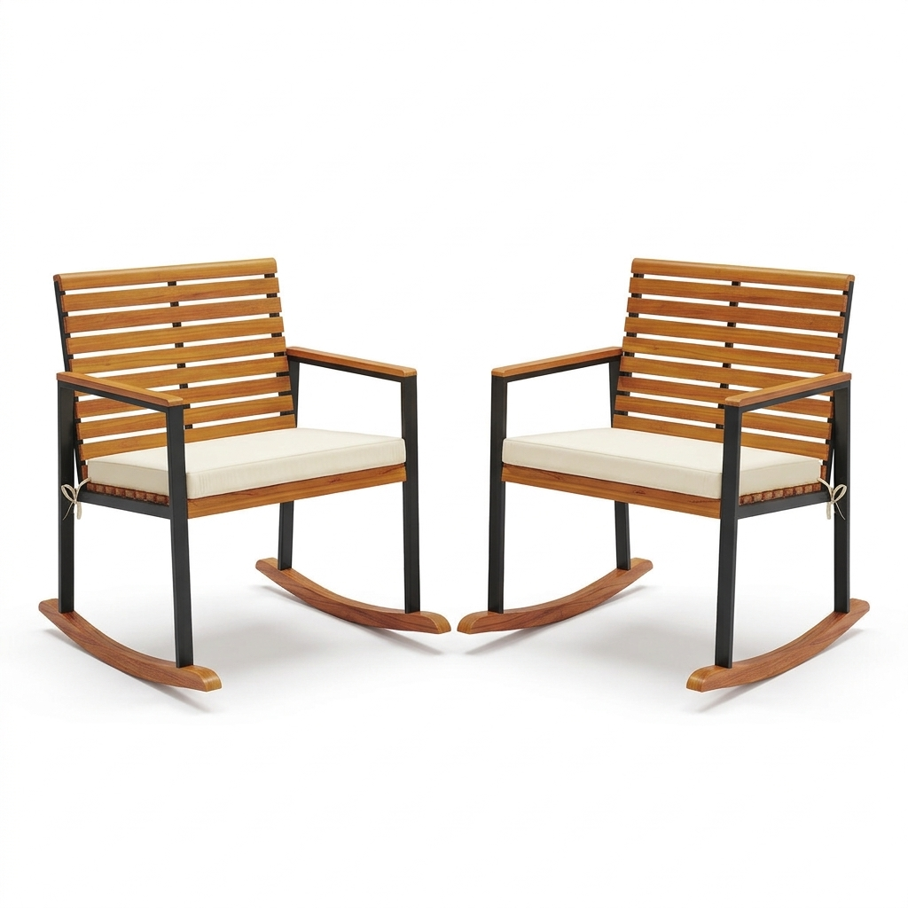 Acacia Rocking Chairs, Set of 2 on a white background