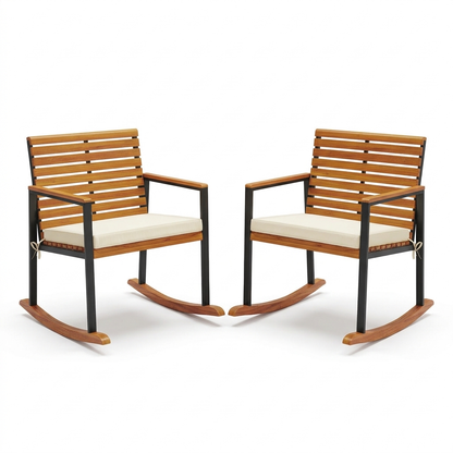 Acacia Rocking Chairs, Set of 2 on a white background