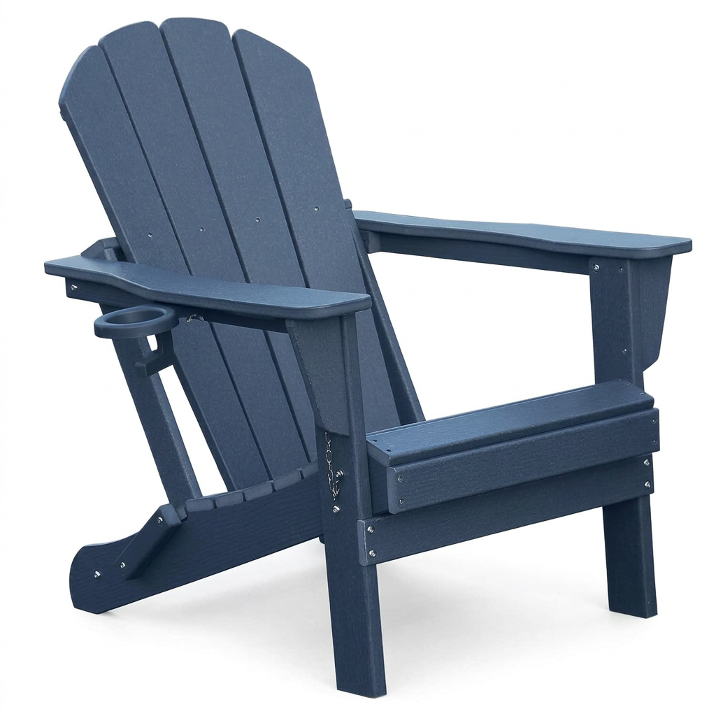 Folding Adirondack Chair – Navy on a white background