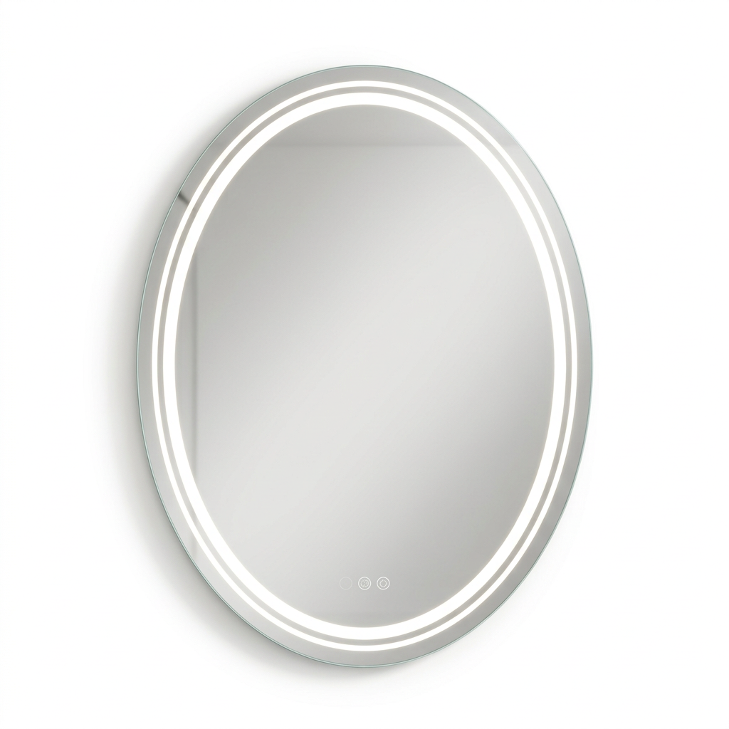 Backlit Oval Bathroom Mirror on a white background