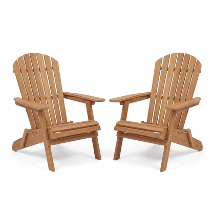 Folding Wood Adirondack Chairs, Set of 2 on a white background