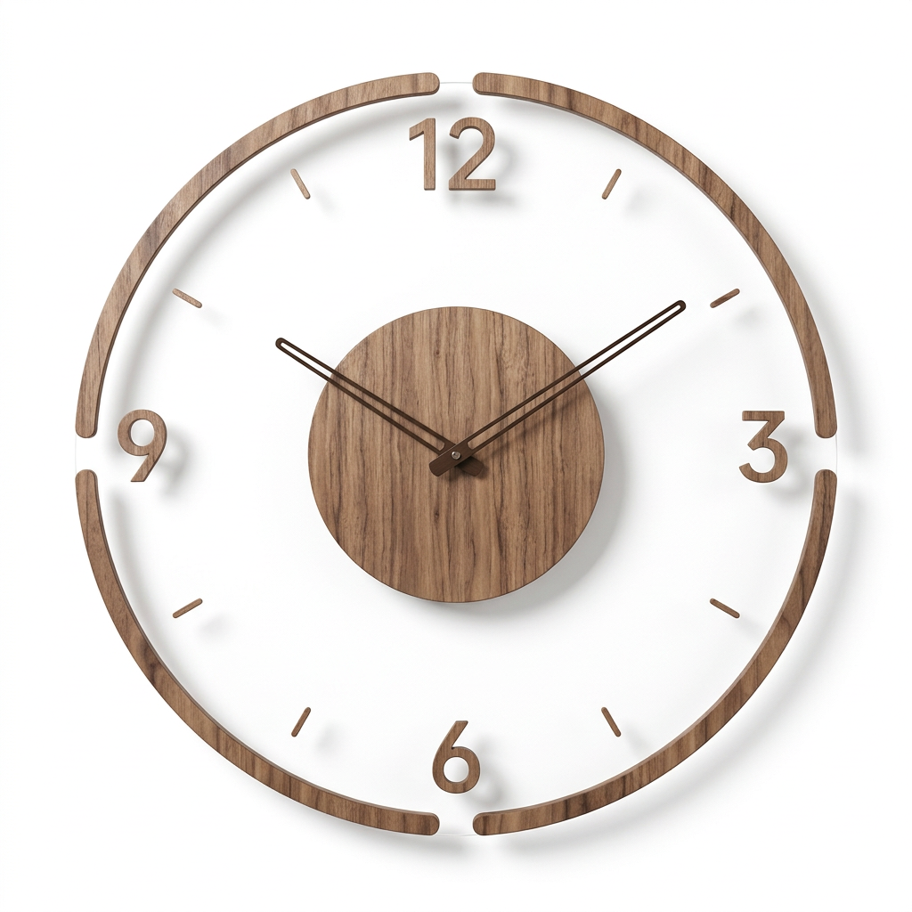 Walnut Accent Wall Clock on a white background