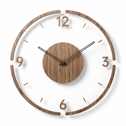 Walnut Accent Wall Clock on a white background