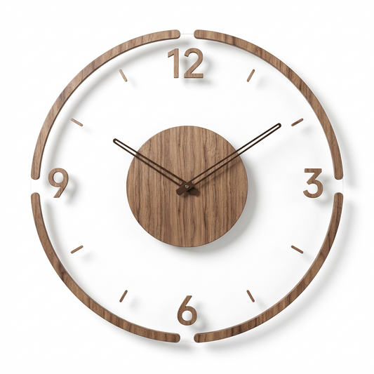 Walnut Accent Wall Clock on a white background