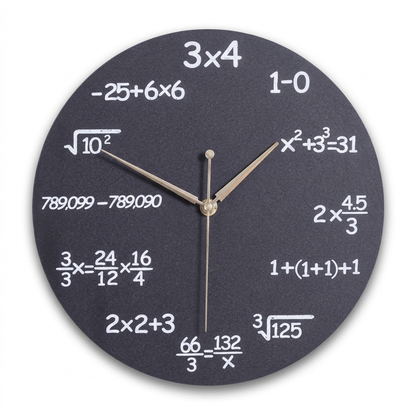Math Wall Clock on a white background
