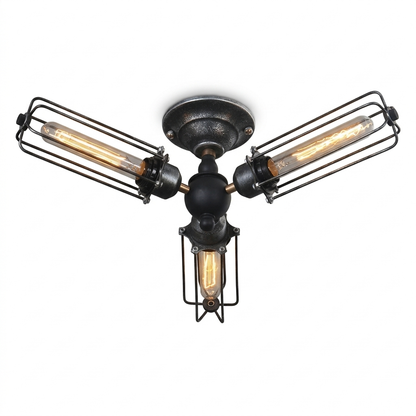 Industrial Cage Flush Mount on a white background