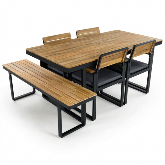 Acacia 6-Piece Outdoor Dining Set on a white background