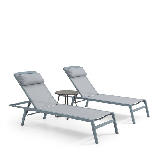 Aluminum Chaise Lounge Set on a white background