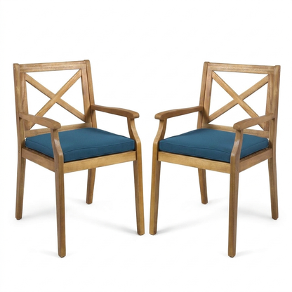 Acacia Patio Dining Chairs, Set of 2 on a white background