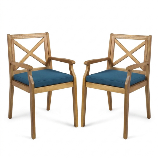 Acacia Patio Dining Chairs, Set of 2 on a white background