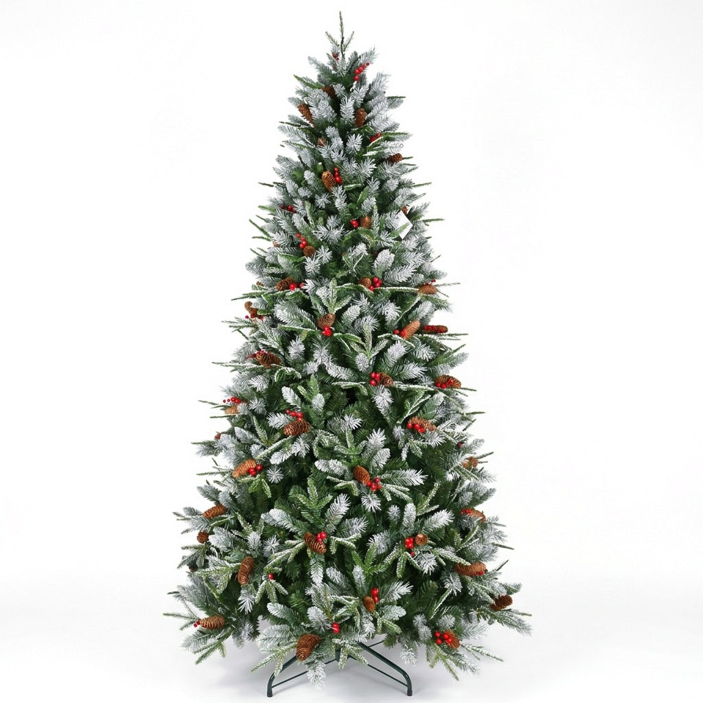 Snow-Tipped Pine Christmas Tree on a white background