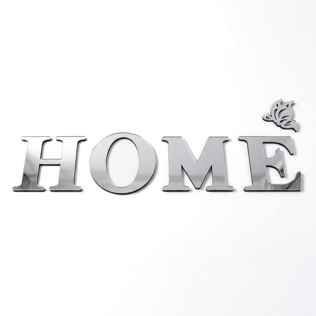 HOME Mirror Wall Decal on a white background