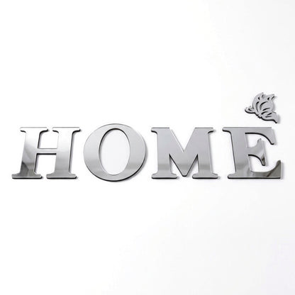 HOME Mirror Wall Decal on a white background