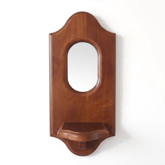 Rustic Mirror with Shelf on a white background