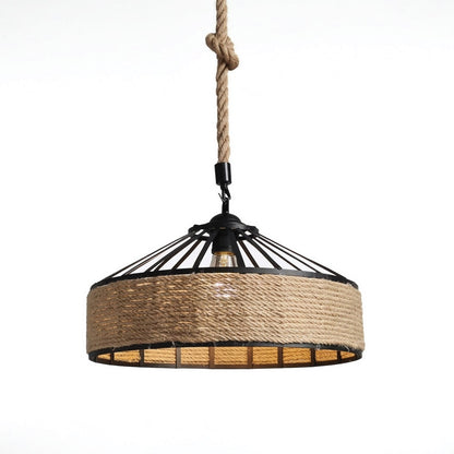 Hemp Rope Pendant Light on a white background